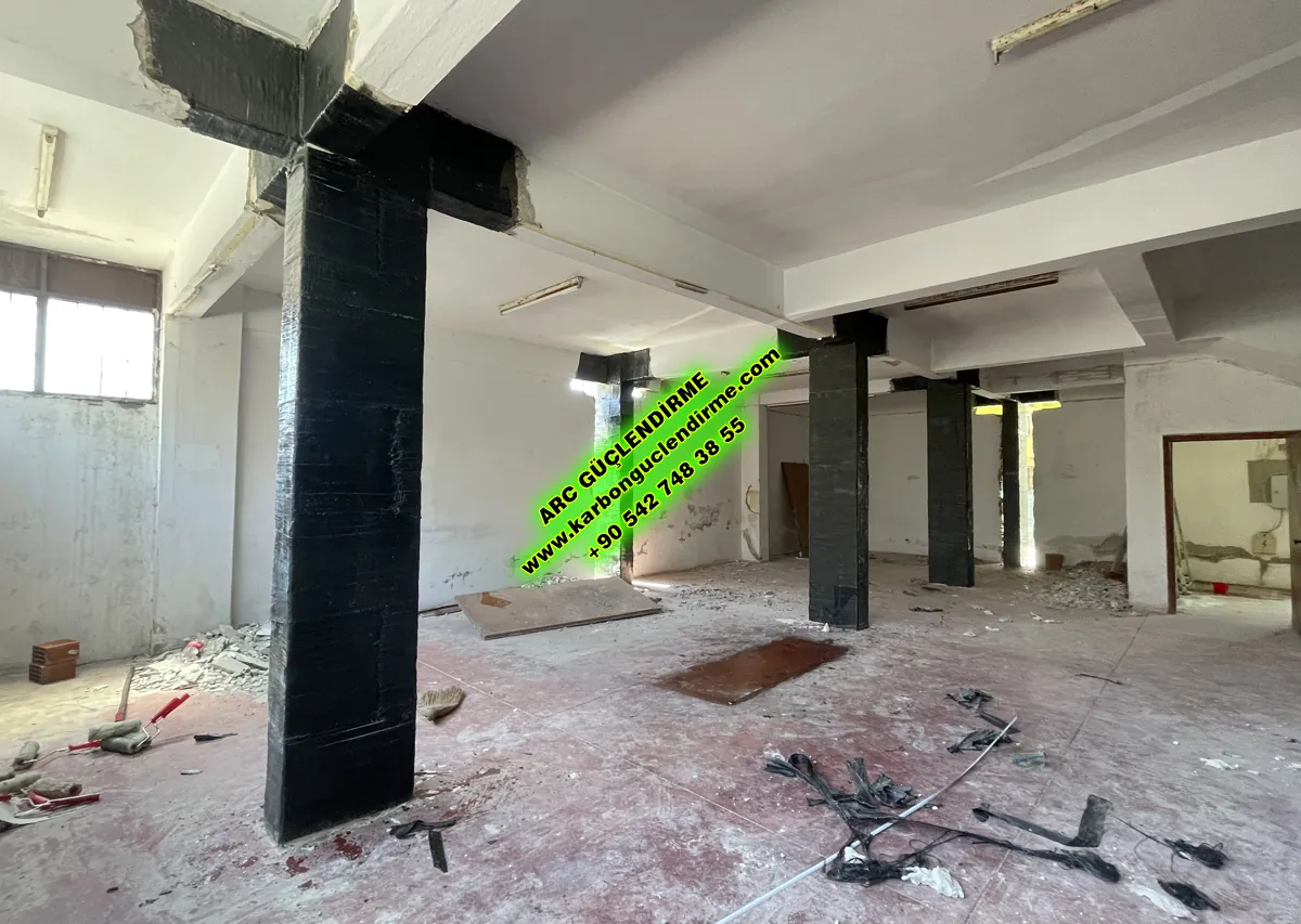 Ayvacık Çelik plakalarla kiriş onarımı